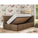 Łóżko dziecięce ARVO ALTA 90x200 - materac multipocket - brązowy, ekoskóra - strona prawa