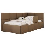 Łóżko dziecięce ARVO ALTA 90x200 - materac multipocket - brązowy, ekoskóra - strona prawa