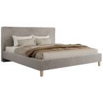 Łóżko tapicerowane LUMARO CLASSIC 140x200 - materac pocket - jasnoszary, plusz