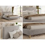 Łóżko tapicerowane LUMARO CLASSIC 180x200 - materac pocket - jasnoszary, plusz
