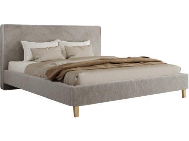Łóżko tapicerowane LUMARO CLASSIC 140x200 - materac multipocket - jasnoszary, plusz