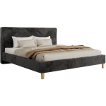 Łóżko tapicerowane LUMARO CLASSIC 140x200 - materac pocket - ciemnoszary, plusz