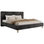 Łóżko tapicerowane LUMARO CLASSIC 160x200 - materac pocket - ciemnoszary, plusz