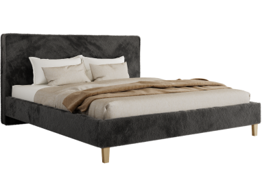 Łóżko tapicerowane LUMARO CLASSIC 160x200 - materac multipocket - ciemnoszary, plusz