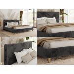 Łóżko tapicerowane LUMARO CLASSIC 180x200 - materac multipocket - ciemnoszary, plusz