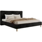 Łóżko tapicerowane LUMARO CLASSIC 200x200 - materac piankowy - czarny, plusz