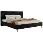 Łóżko tapicerowane LUMARO CLASSIC 140x200 - materac pocket - czarny, plusz
