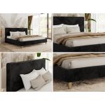 Łóżko tapicerowane LUMARO CLASSIC 140x200 - materac multipocket - czarny, plusz