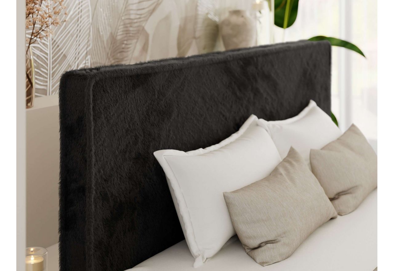 Łóżko tapicerowane LUMARO CLASSIC 160x200 - materac multipocket - czarny, plusz
