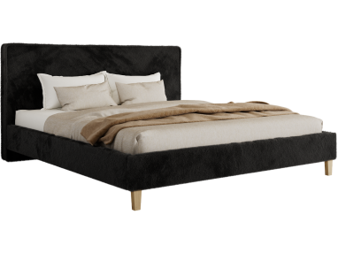 Łóżko tapicerowane LUMARO CLASSIC 180x200 - materac multipocket - czarny, plusz