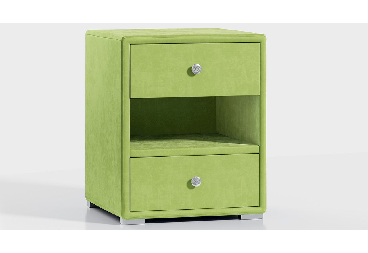 Praktyczny stolik nocny w nowoczesnym stylu z szufladami do sypialni - LUNA 3 zielony