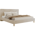 Łóżko tapicerowane LUMARO CLASSIC 140x200 - materac pocket - kremowy, plusz