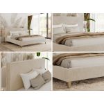 Łóżko tapicerowane LUMARO CLASSIC 180x200 - materac pocket - kremowy, plusz