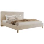 Łóżko tapicerowane LUMARO CLASSIC 180x200 - materac pocket - kremowy, plusz