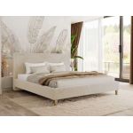 Łóżko tapicerowane LUMARO CLASSIC 200x200 - materac pocket - kremowy, plusz