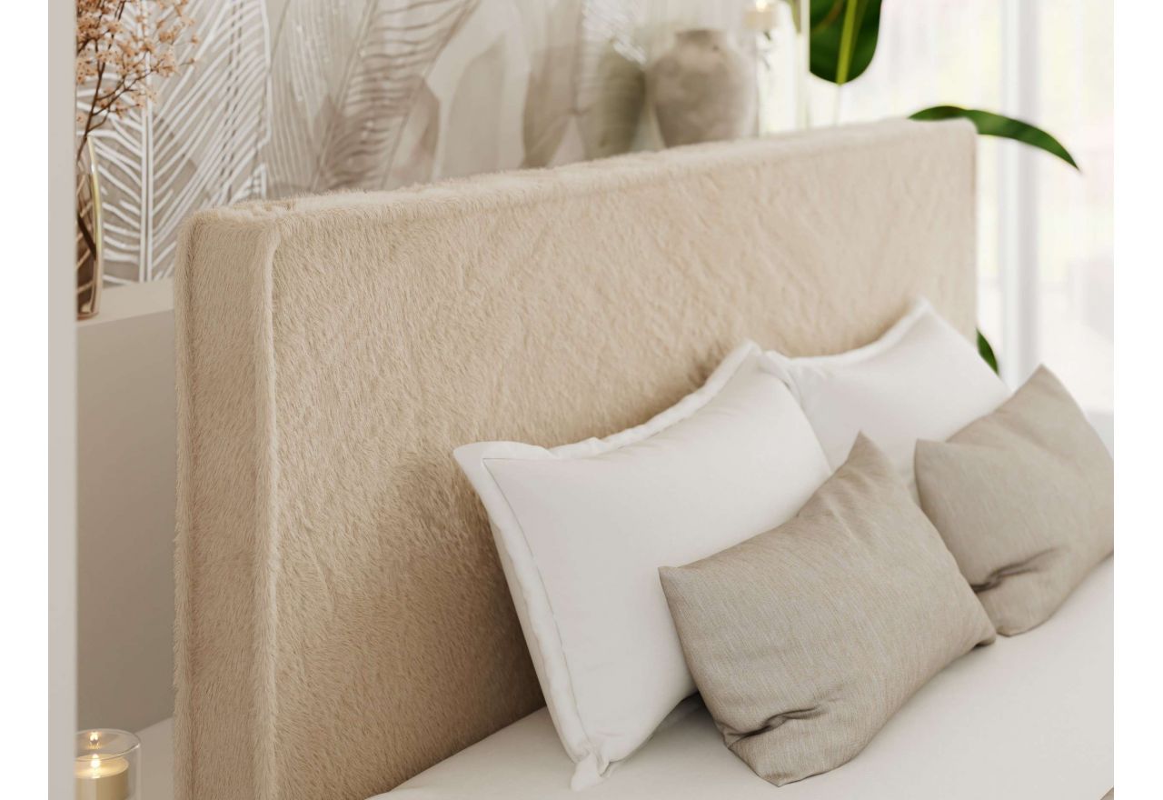 Łóżko tapicerowane LUMARO CLASSIC 160x200 - beżowy, plusz