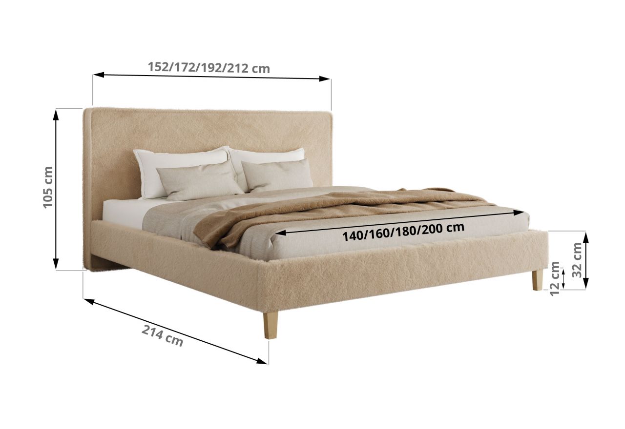 Łóżko tapicerowane LUMARO CLASSIC 200x200 - beżowy, plusz