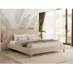 Łóżko tapicerowane LUMARO CLASSIC 140x200 - materac multipocket - beżowy, plusz