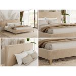 Łóżko tapicerowane LUMARO CLASSIC 180x200 - materac multipocket - beżowy, plusz