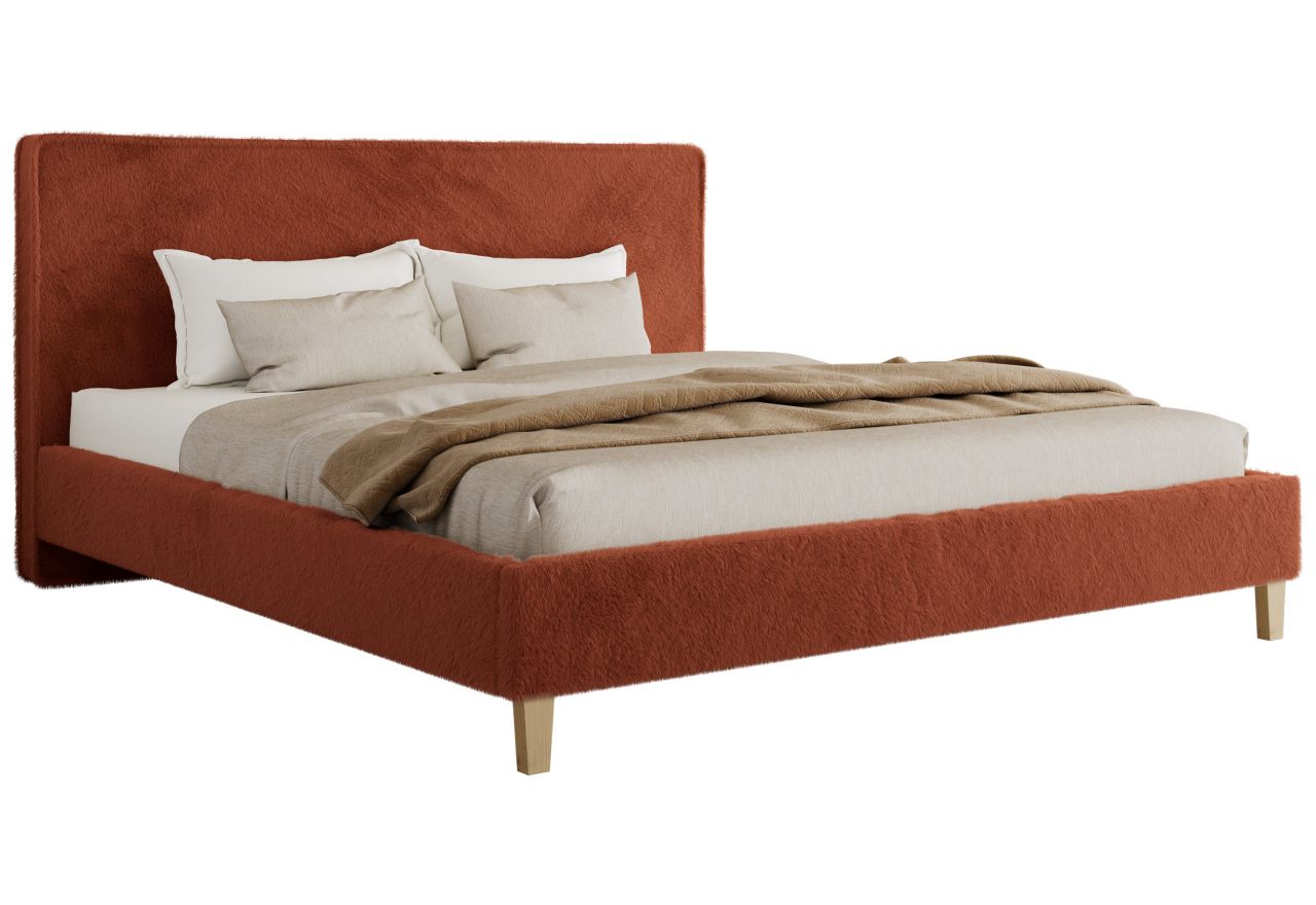 Łóżko tapicerowane LUMARO CLASSIC 200x200 - pomarańczowy, plusz