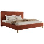 Łóżko tapicerowane LUMARO CLASSIC 180x200 - materac piankowy - pomarańczowy, plusz