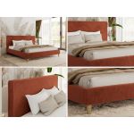 Łóżko tapicerowane LUMARO CLASSIC 160x200 - materac multipocket - pomarańczowy, plusz