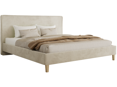 Łóżko tapicerowane LUMARO CLASSIC 200x200 - beżowy, welwet