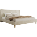 Łóżko tapicerowane LUMARO CLASSIC 140x200 - materac pocket - beżowy, welwet