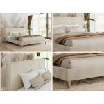 Łóżko tapicerowane LUMARO CLASSIC 160x200 - materac pocket - beżowy, welwet