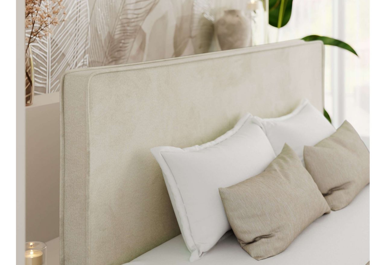 Łóżko tapicerowane LUMARO CLASSIC 140x200 - materac multipocket - beżowy, welwet