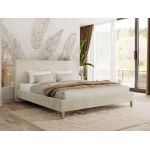 Łóżko tapicerowane LUMARO CLASSIC 160x200 - materac multipocket - beżowy, welwet