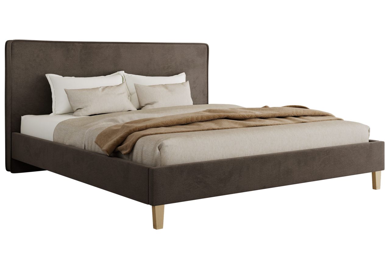 Łóżko tapicerowane LUMARO CLASSIC 160x200 - brązowy, welwet