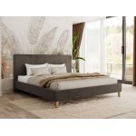 Łóżko tapicerowane LUMARO CLASSIC 160x200 - materac piankowy - brązowy, welwet