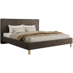 Łóżko tapicerowane LUMARO CLASSIC 160x200 - materac piankowy - brązowy, welwet