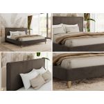 Łóżko tapicerowane LUMARO CLASSIC 160x200 - materac piankowy - brązowy, welwet