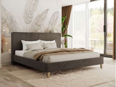 Łóżko tapicerowane LUMARO CLASSIC 180x200 - materac pocket - brązowy, welwet