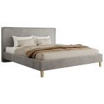 Łóżko tapicerowane LUMARO CLASSIC 160x200 - materac pocket - szary, welwet