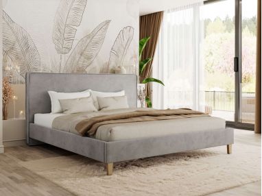Łóżko tapicerowane LUMARO CLASSIC 180x200 - materac pocket - szary, welwet