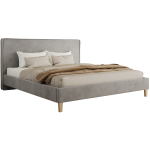Łóżko tapicerowane LUMARO CLASSIC 200x200 - materac pocket - szary, welwet