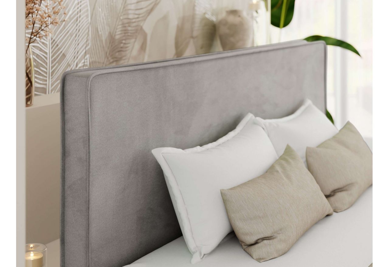 Łóżko tapicerowane LUMARO CLASSIC 160x200 - materac multipocket - szary, welwet
