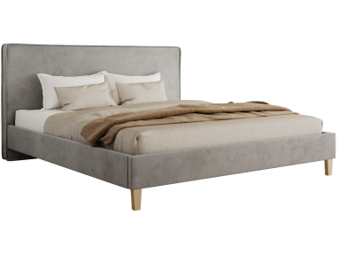 Łóżko tapicerowane LUMARO CLASSIC 180x200 - materac multipocket - szary, welwet