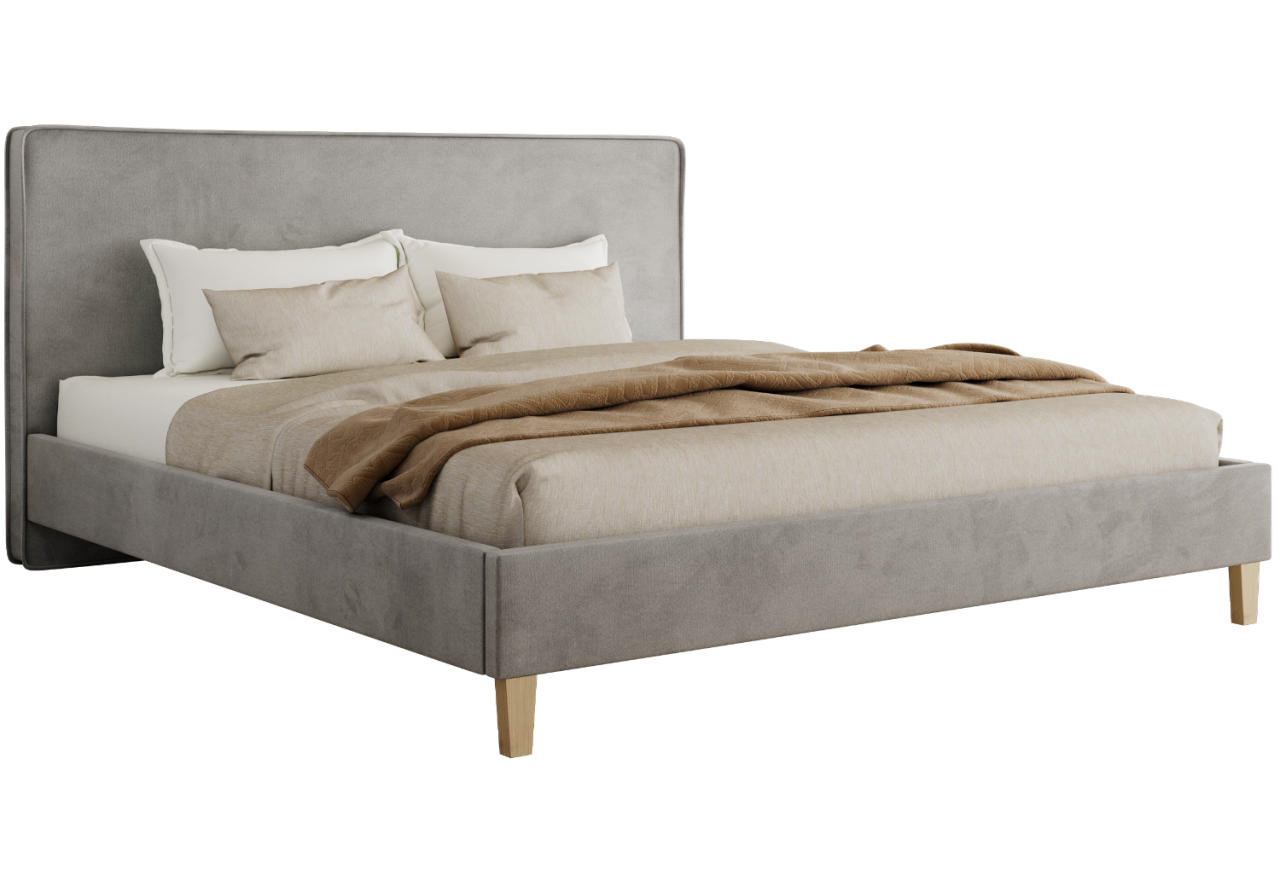 Łóżko tapicerowane LUMARO CLASSIC 200x200 - materac multipocket - szary, welwet