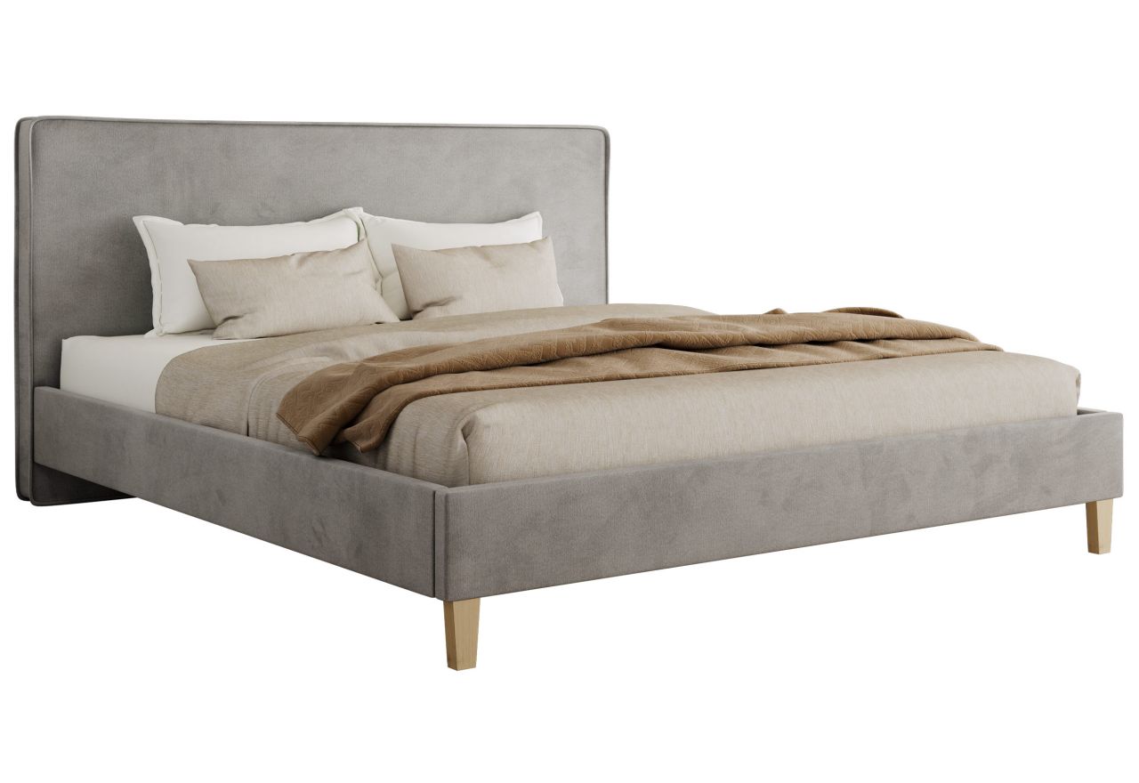 Łóżko tapicerowane LUMARO CLASSIC 200x200 - materac multipocket - szary, welwet
