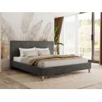 Łóżko tapicerowane LUMARO CLASSIC 180x200 - materac piankowy - szary, welwet