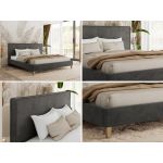 Łóżko tapicerowane LUMARO CLASSIC 140x200 - materac pocket - szary, welwet