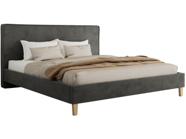 Łóżko tapicerowane LUMARO CLASSIC 200x200 - materac pocket - szary, welwet