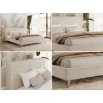 Łóżko tapicerowane LUMARO CLASSIC 200x200 - kremowy, struktura
