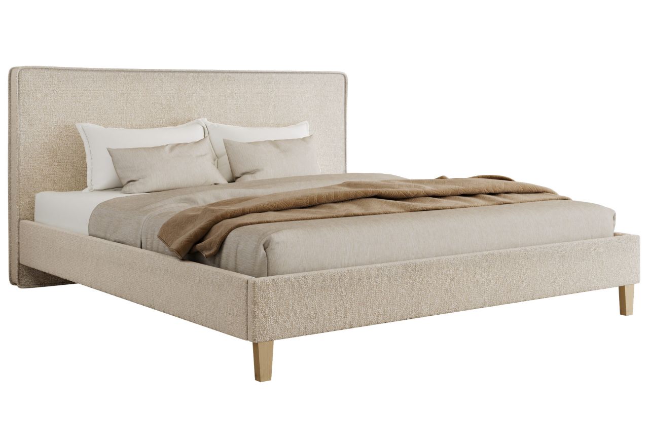 Łóżko tapicerowane LUMARO CLASSIC 200x200 - kremowy, struktura