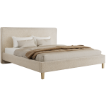 Łóżko tapicerowane LUMARO CLASSIC 200x200 - materac piankowy - kremowy, struktura