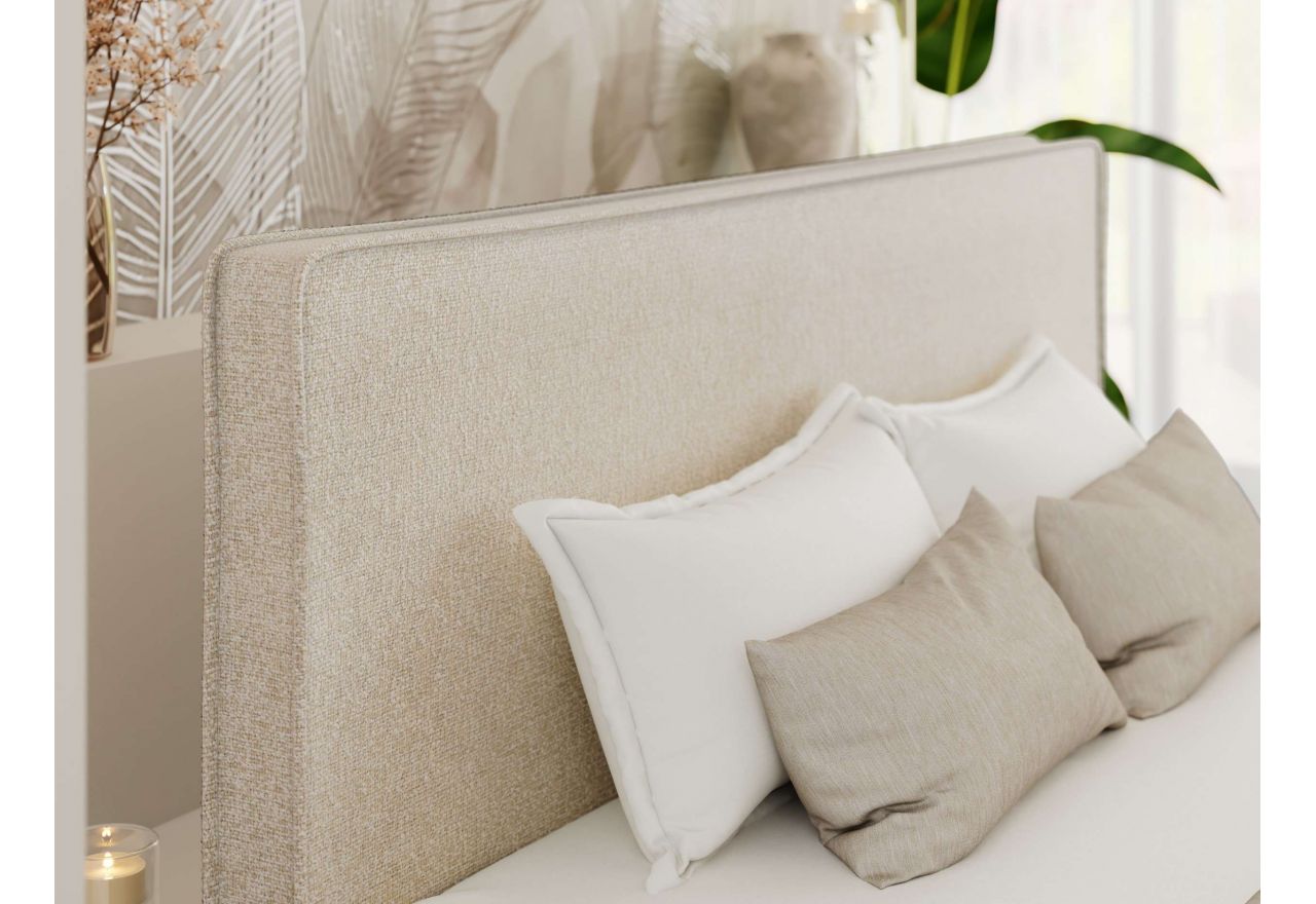 Łóżko tapicerowane LUMARO CLASSIC 140x200 - materac pocket - kremowy, struktura